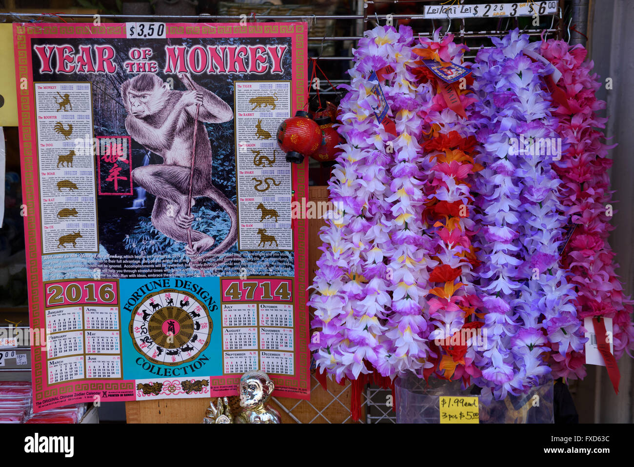 USA, Hawaii, Oahu, Honolulu, Chinatown, Year of the Monkey Stock Photo