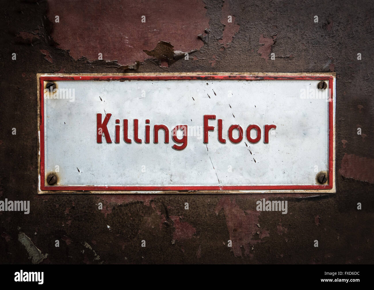 Old Killing Floor Floor Sign In A Slaughterhouse Stock Photo
