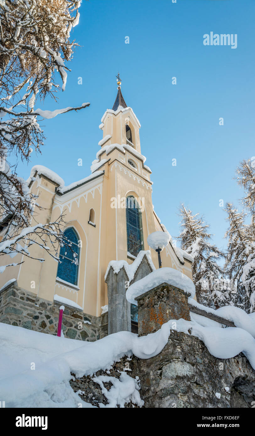 French church in St.Moritz Bad, Grisons, Switzerland Stock Photo