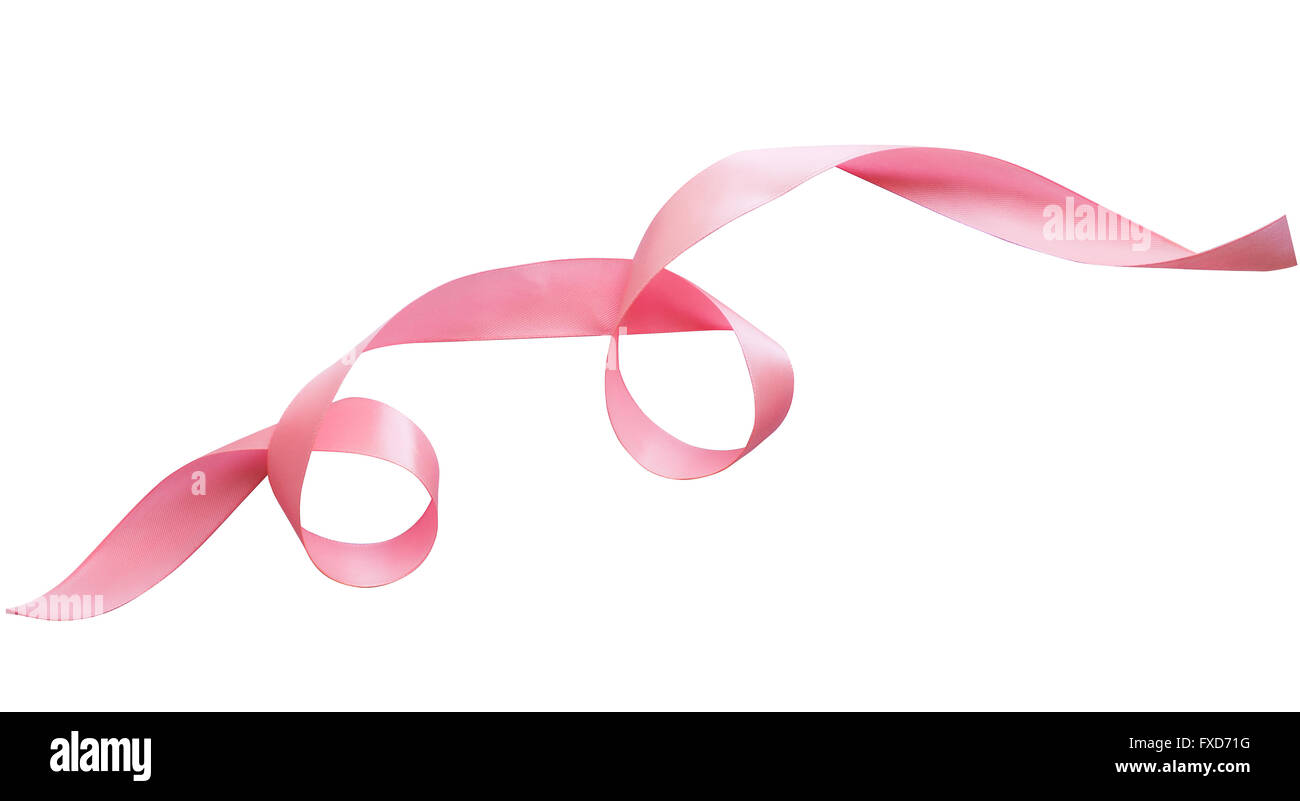 pink ribbon border with curls isolated on white Stock Photo