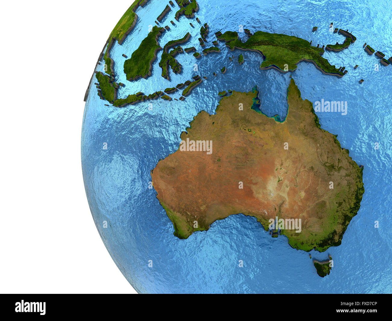 Australia on detailed model of planet Earth with continents lifted ...