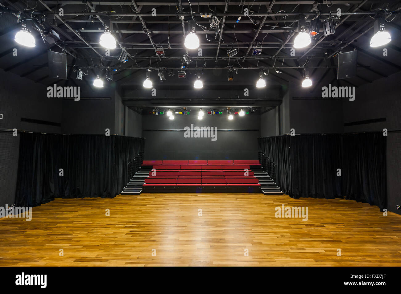 Interior Of Small Auditorium With Wooden Flooring Stock Photo