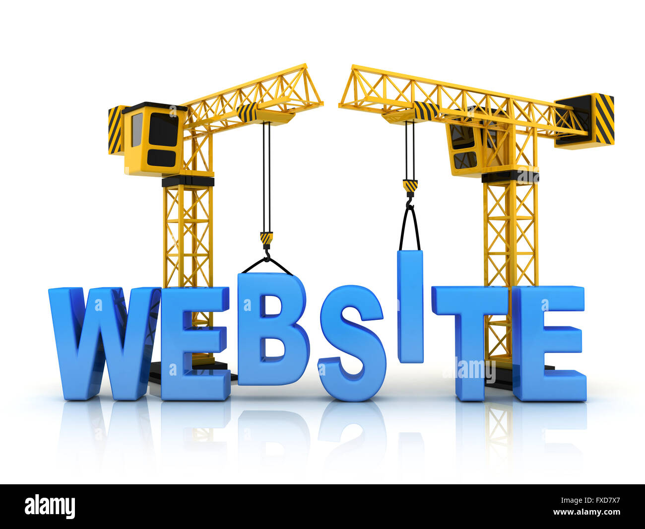 Abstract website and crane (Done in 3d) Stock Photo