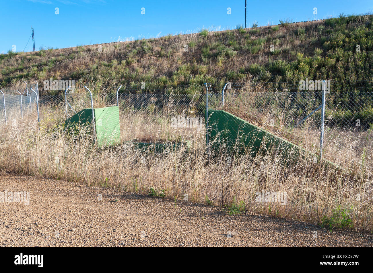 Escape ramps in a High-Speed Railway in Leon Province, Spain Stock Photo