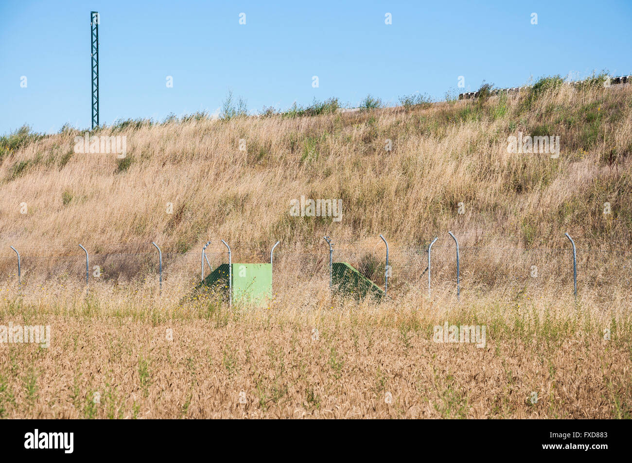 Escape ramps in a High-Speed Railway in Leon Province, Spain Stock Photo