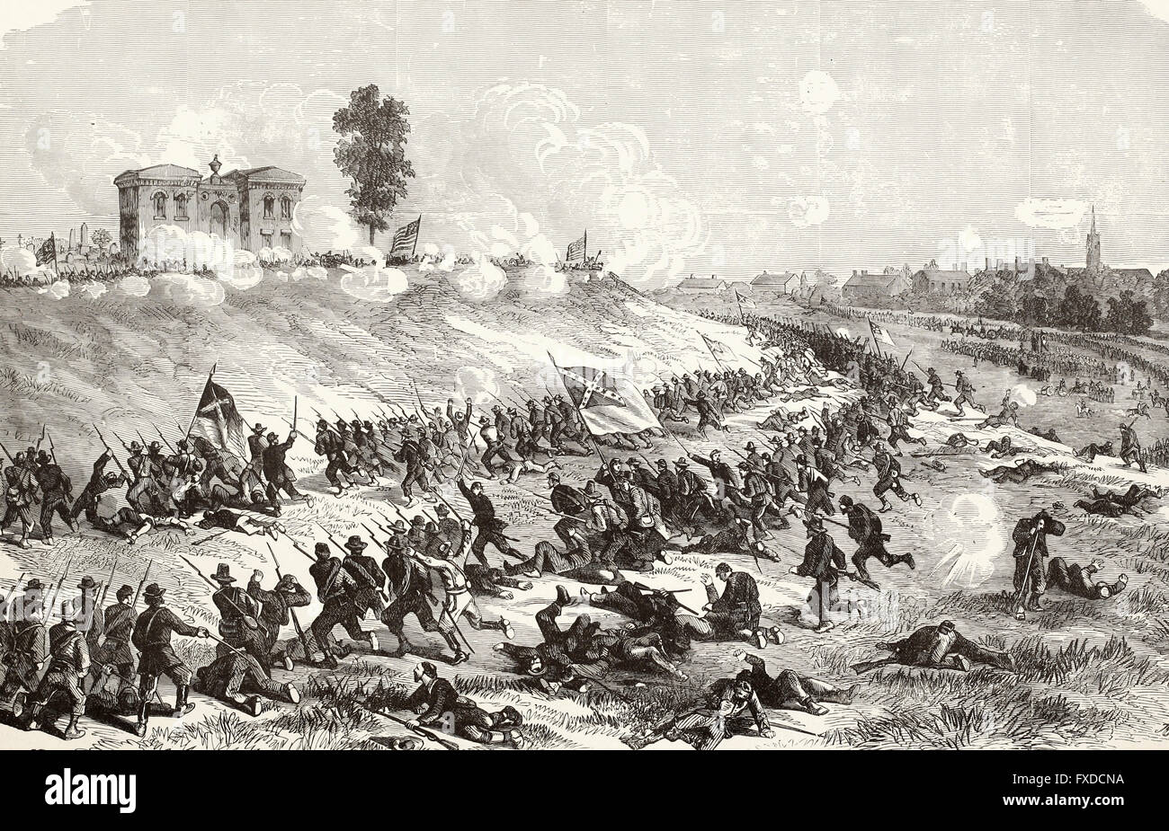 Battle of Gettysburg Charge of the Confederates on Cemetery Hill. USA