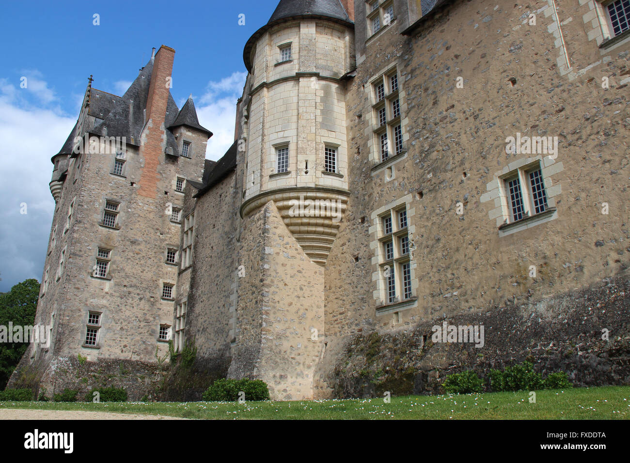 Rear side of the medieval castle of Baugé (France). Stock Photo