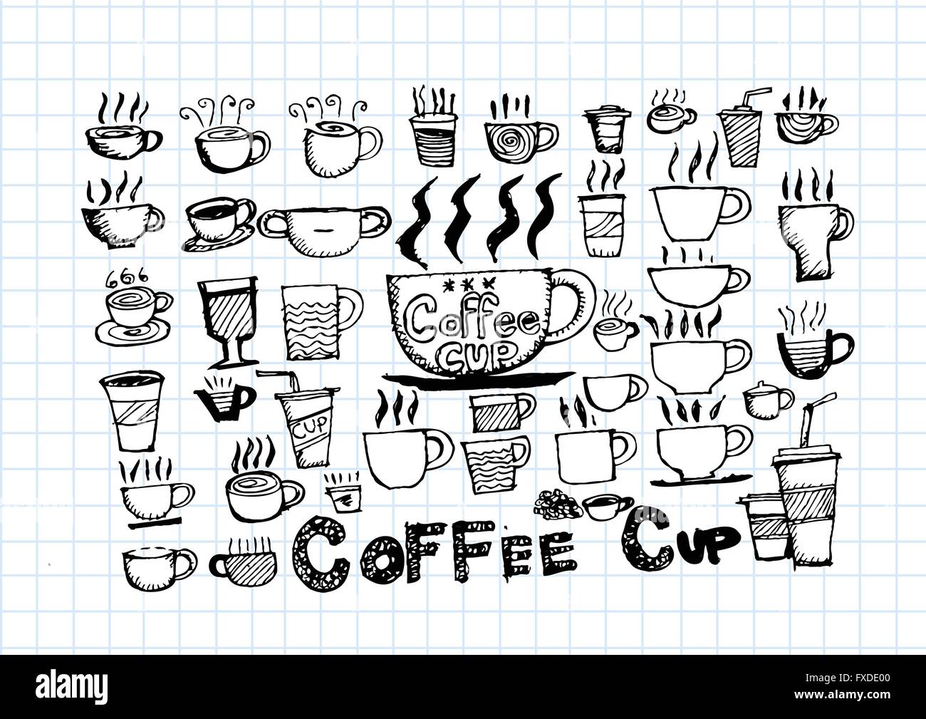 Coffee cup set hand drawing Stock Vector Image & Art - Alamy