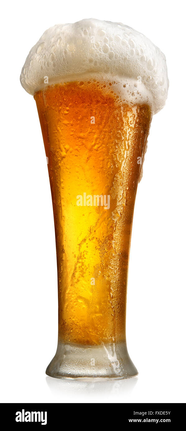 Tumbler with beer isolated on a white background Stock Photo