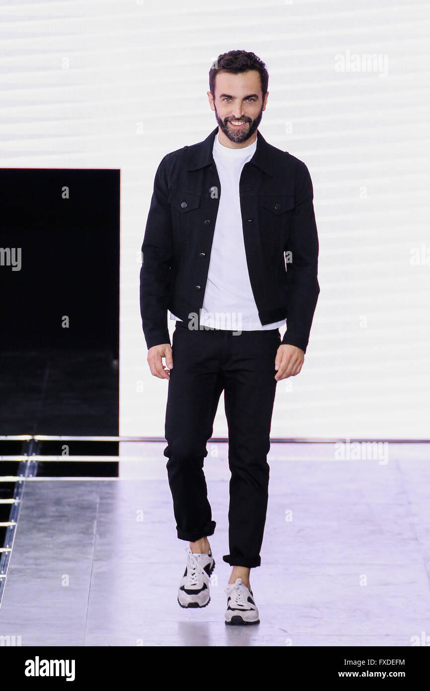 Designer Nicolas Ghesquiere walks the runway during the Louis