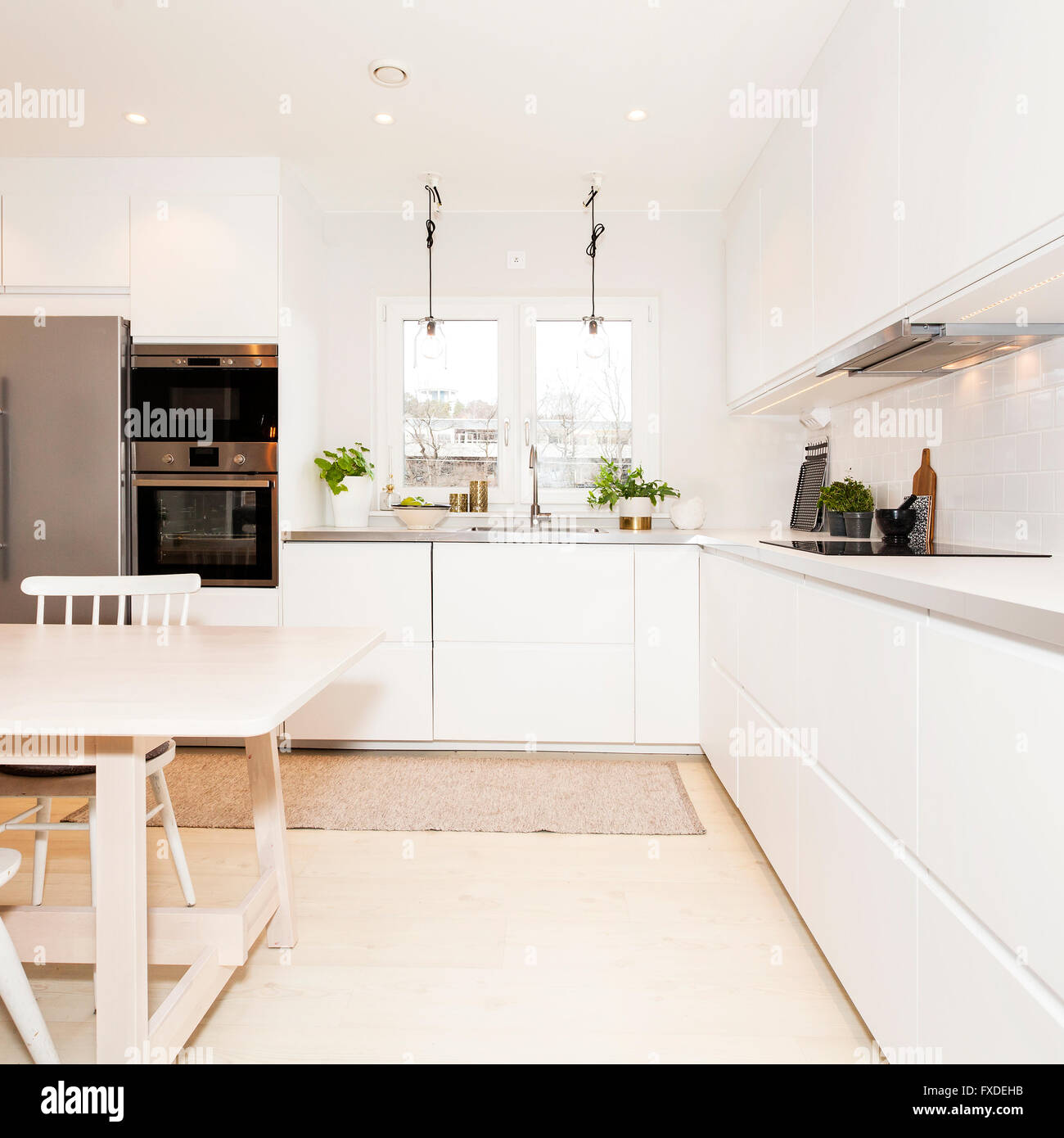 fancy kitchen interior in scandinavian design Stock Photo