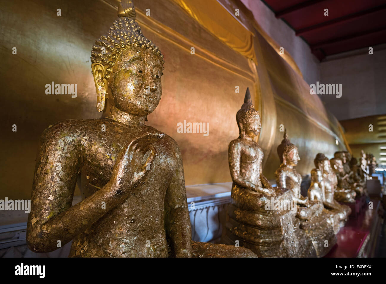 Buddha statues Wat Phra Non Phetchaburi Thailand Stock Photo