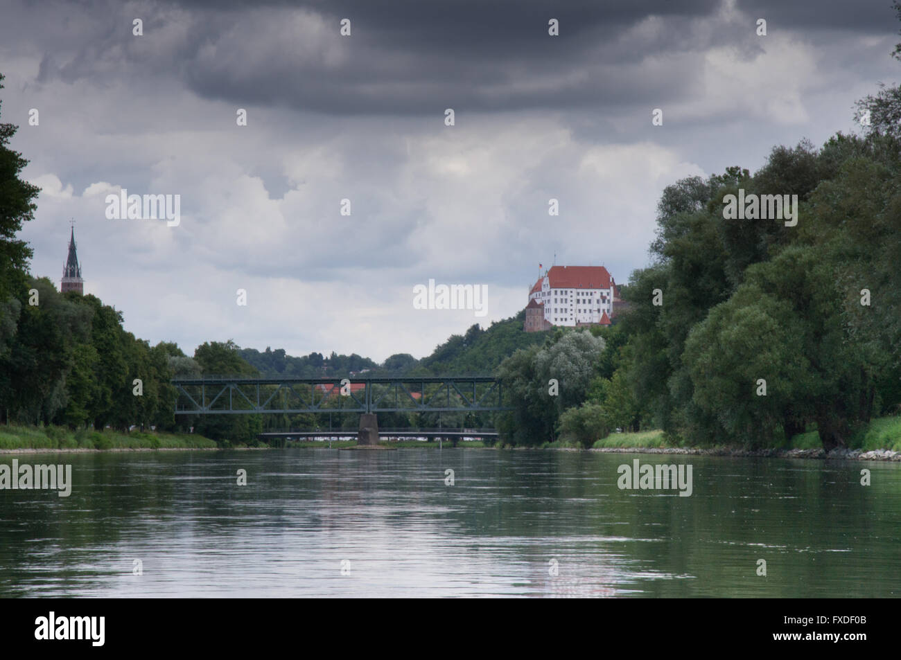 Trausnitz Castle at the Isar river Stock Photo