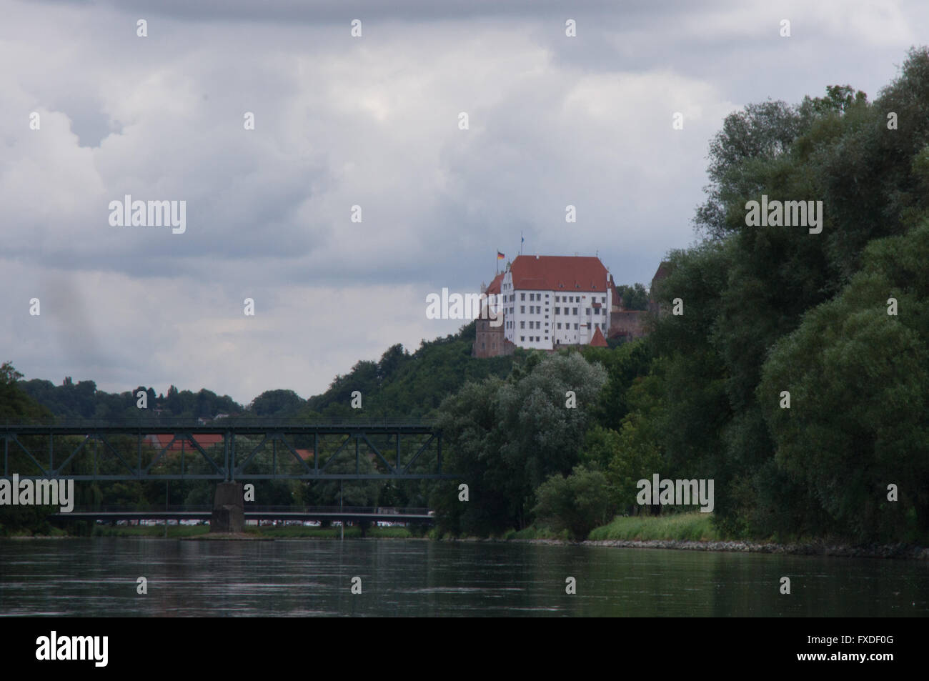 Trausnitz Castle at the Isar river Stock Photo