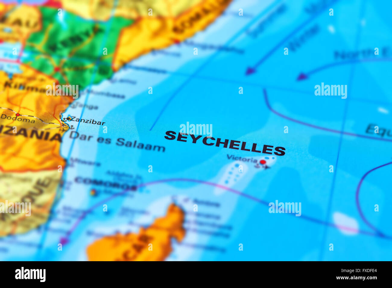 Seychelles Islands on the World Map Stock Photo