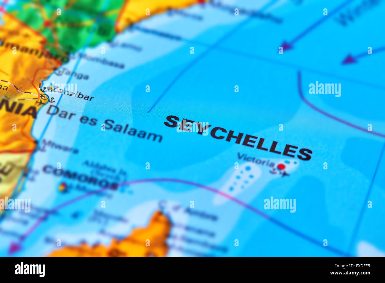 Seychelles Islands on the World Map Stock Photo