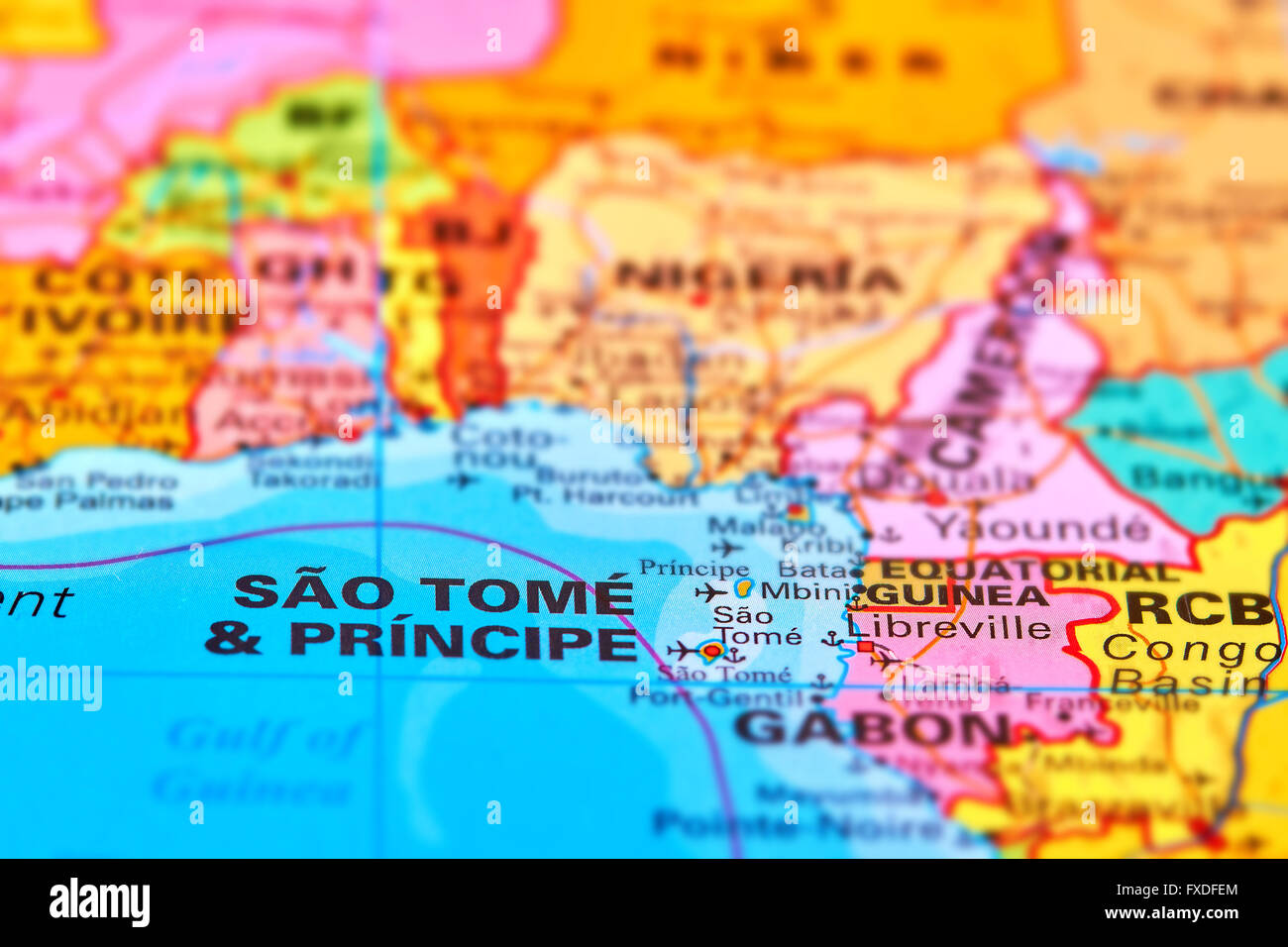 Sao Tome and Principe in Africa on the World Map Stock Photo