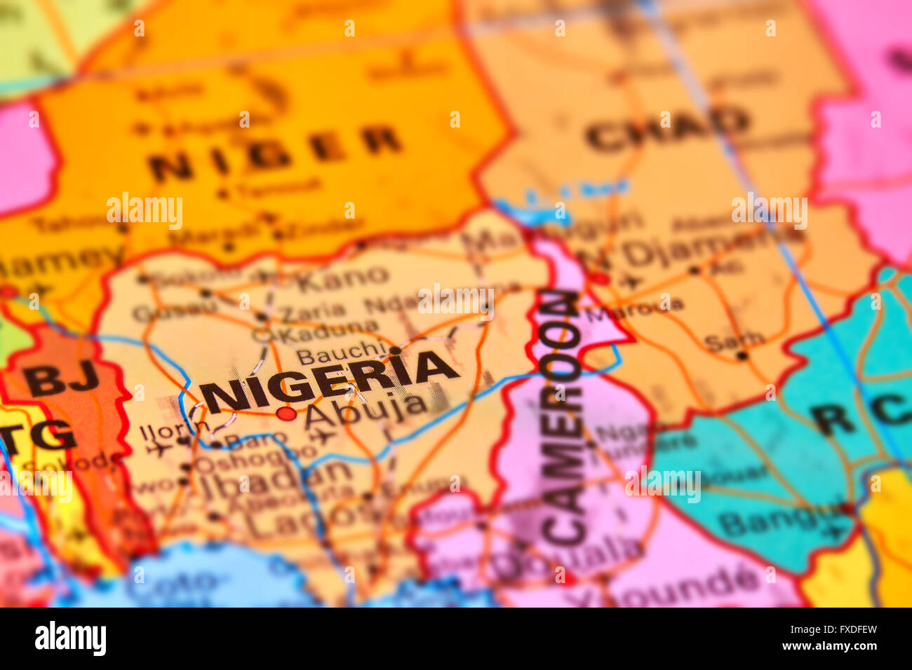 Nigeria Country in Africa on the World Map Stock Photo