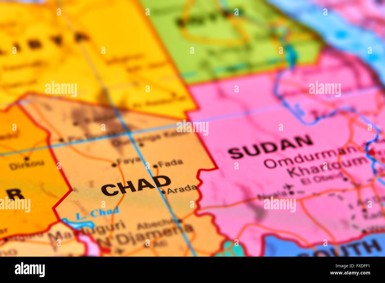 Chad Country in Africa on the World Map Stock Photo