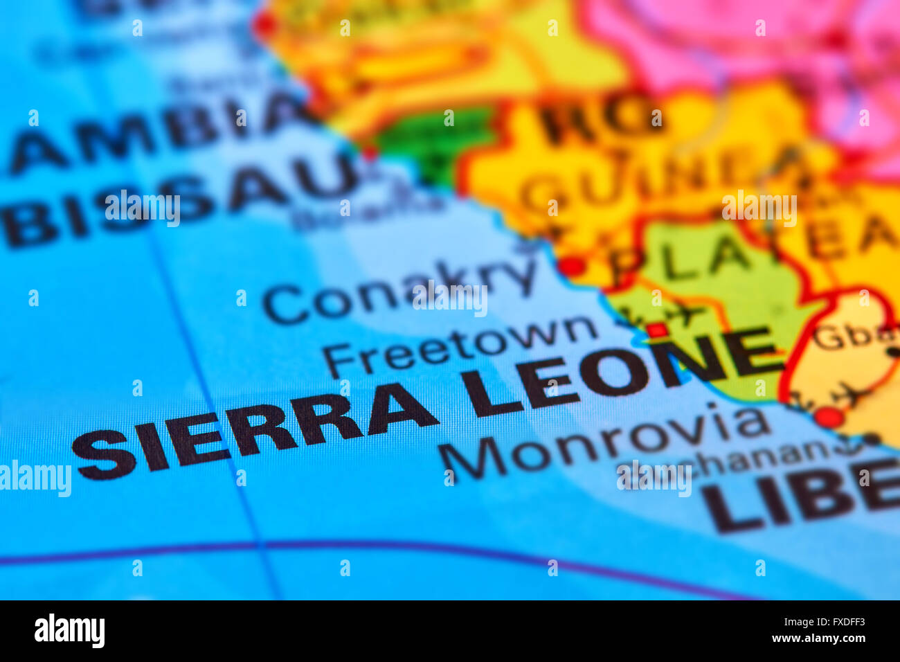 Sierra Leone Country in Africa on the World Map Stock Photo