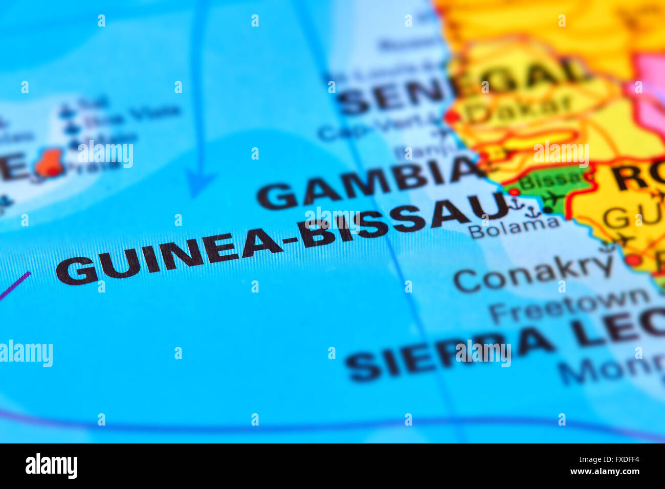 Guinea-Bissau Country in Africa on the World Map Stock Photo