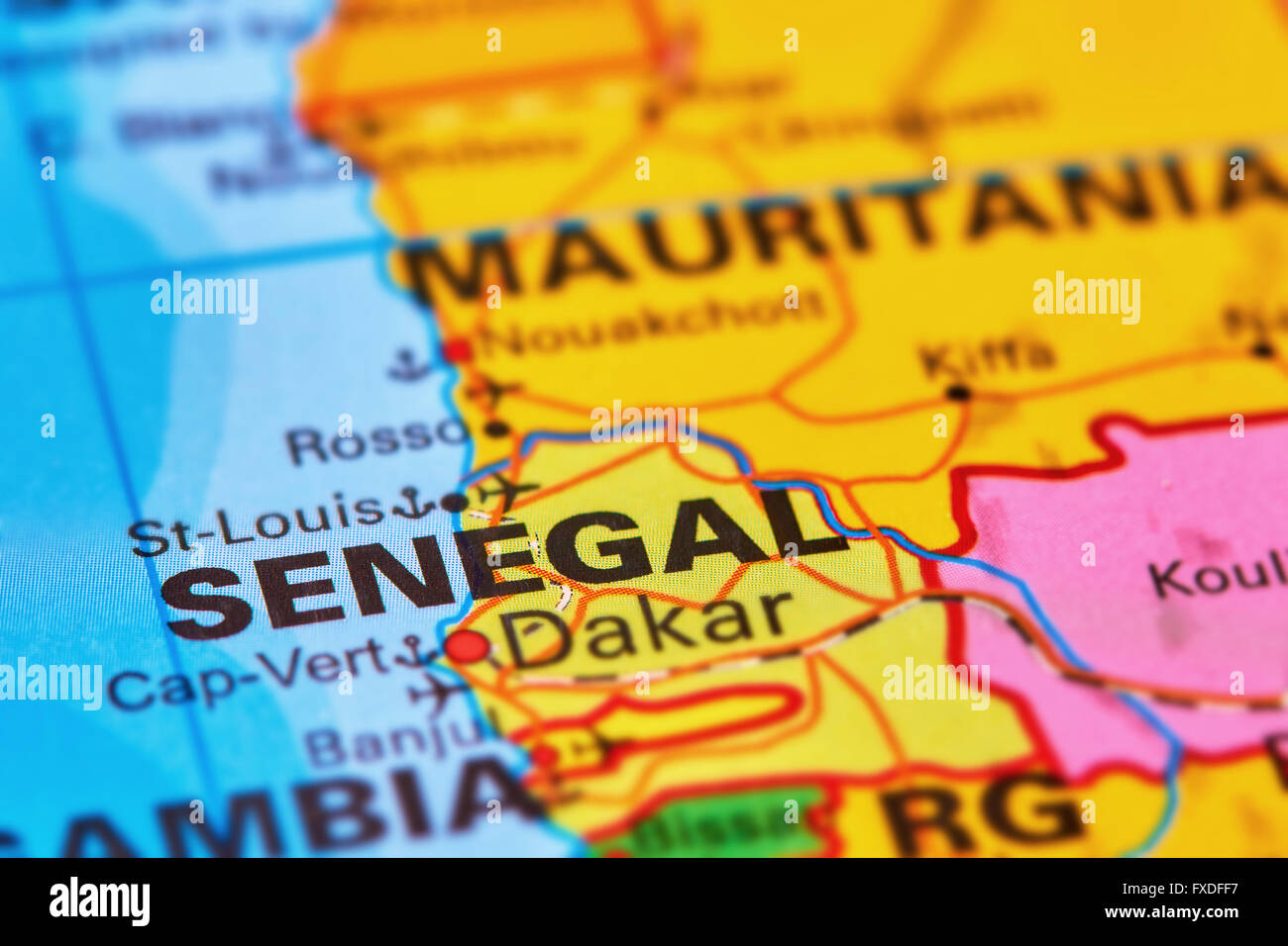 Senegal Country in Africa on the World Map Stock Photo