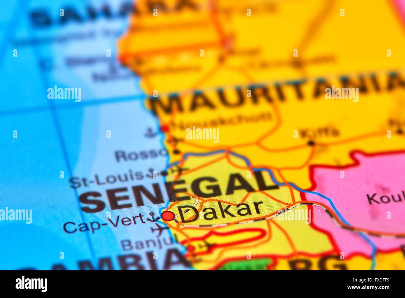 Dakar, Capital City of Senegal in Africa on the World Map Stock Photo