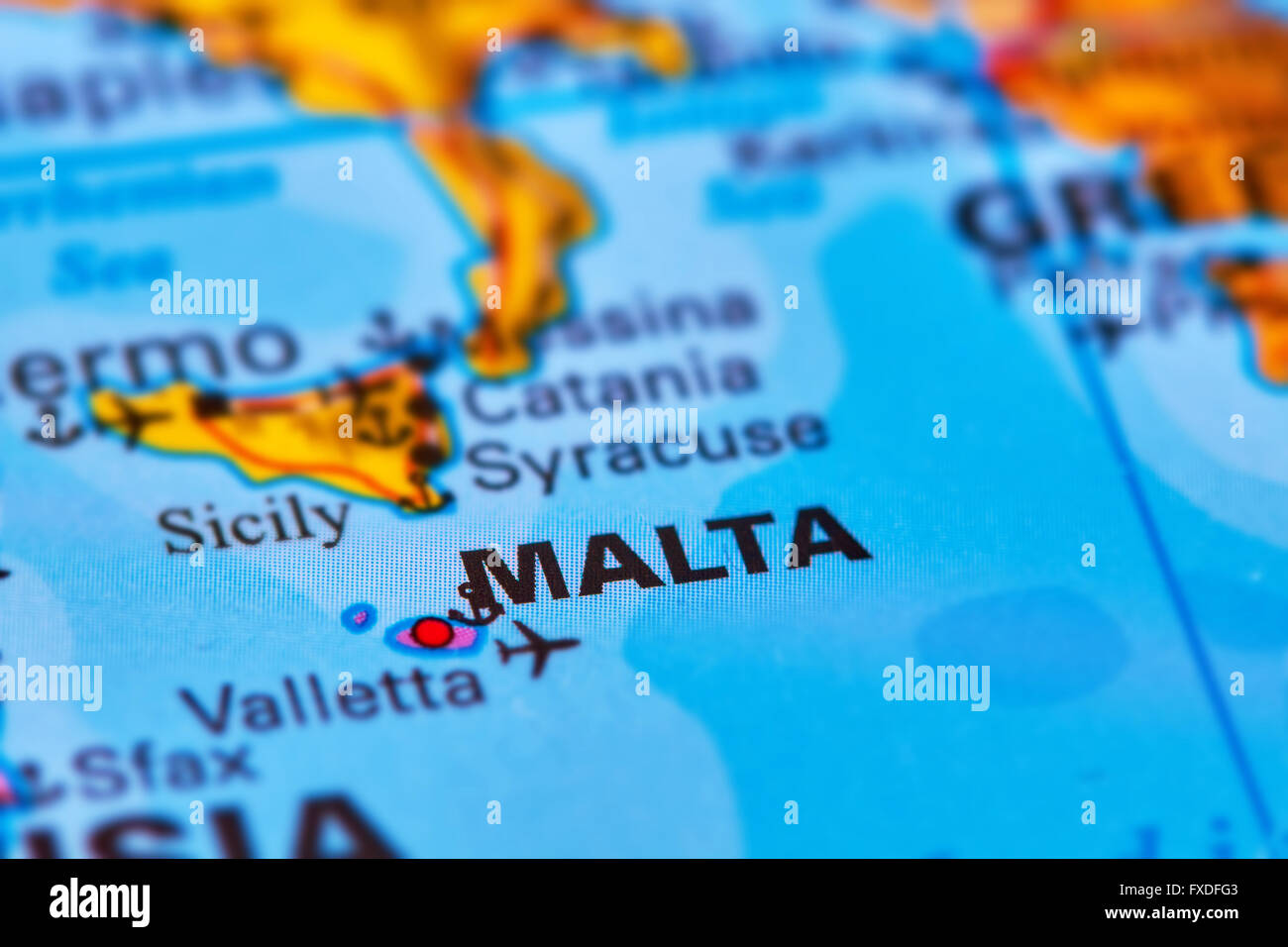 Malta Islands in Europe on the World Map Stock Photo