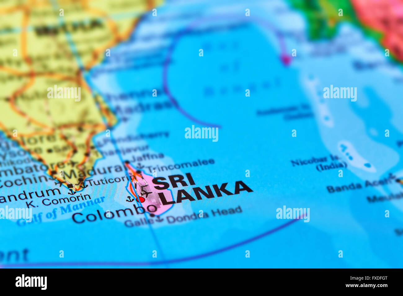 Sri Lanka, Island Country in Indian Ocean, Asia on the World Map Stock Photo