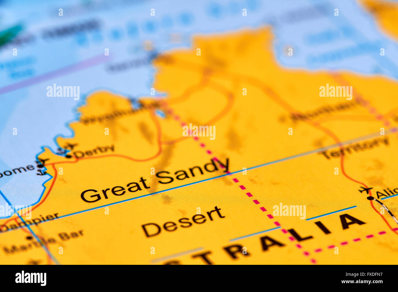 Great Sandy Desert in Australia on the World Map Stock Photo