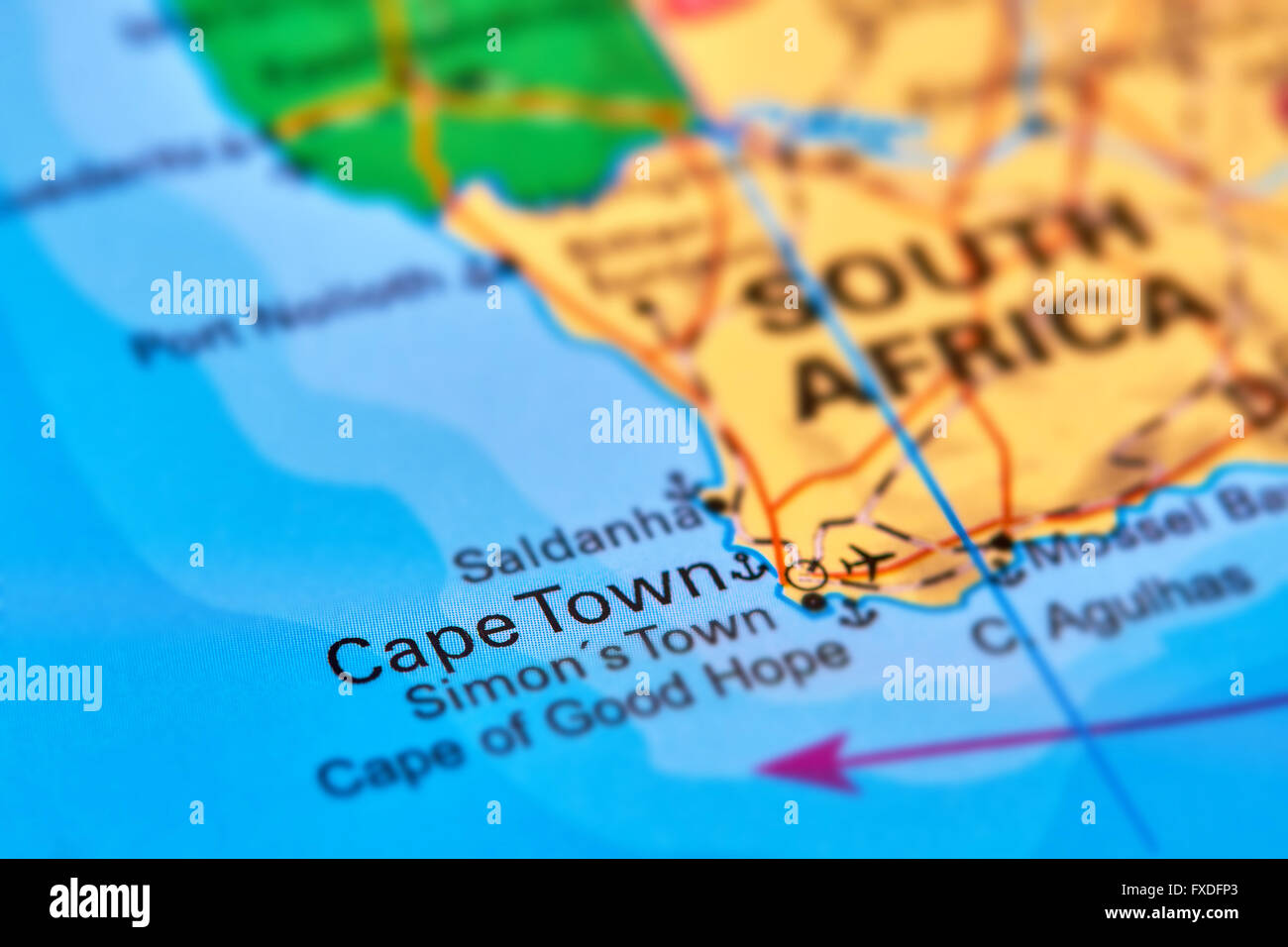 Cape Town, Capital City of South Africa on the World Map Stock Photo