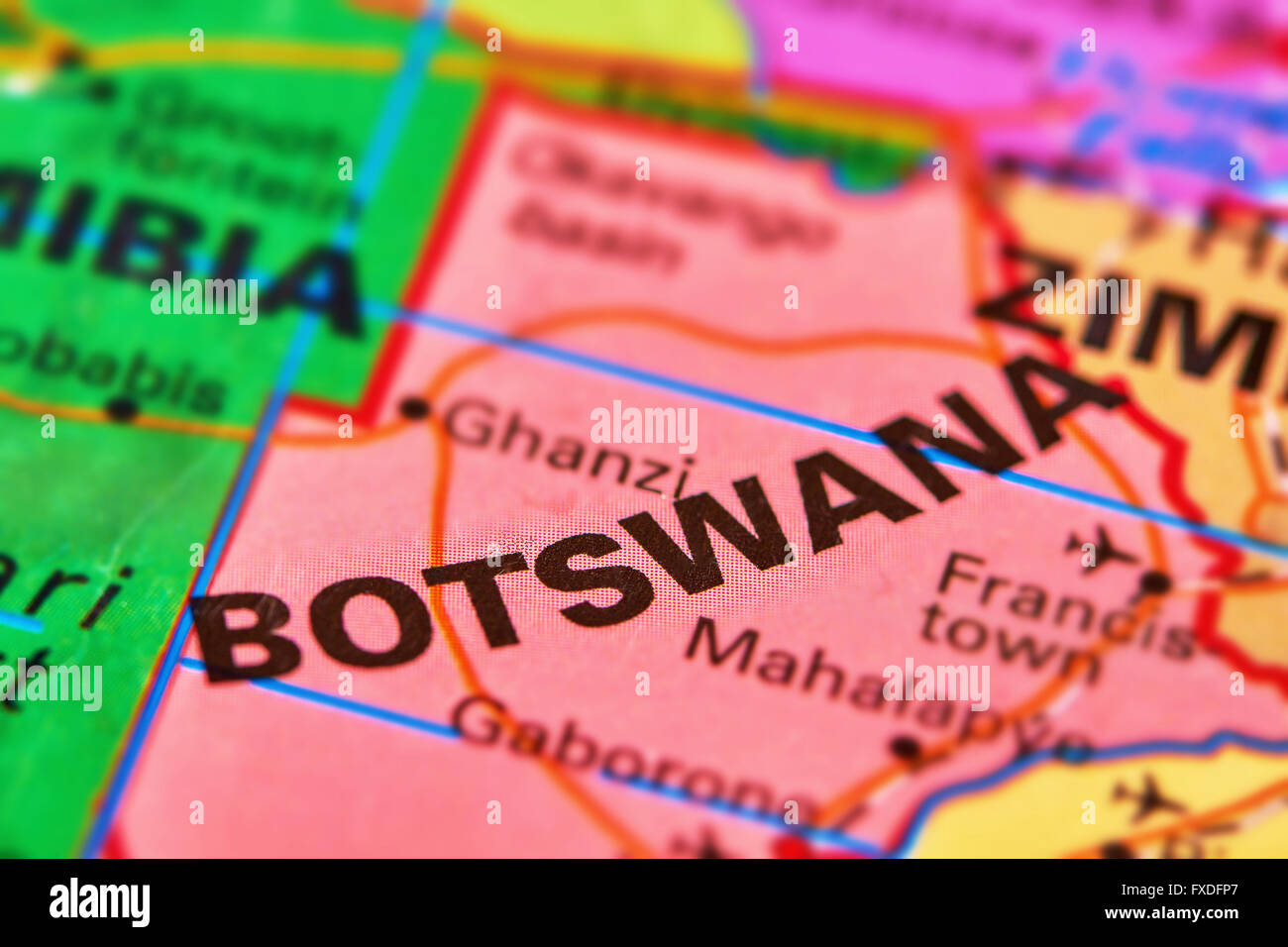 Botswana Country on the World Map Stock Photo