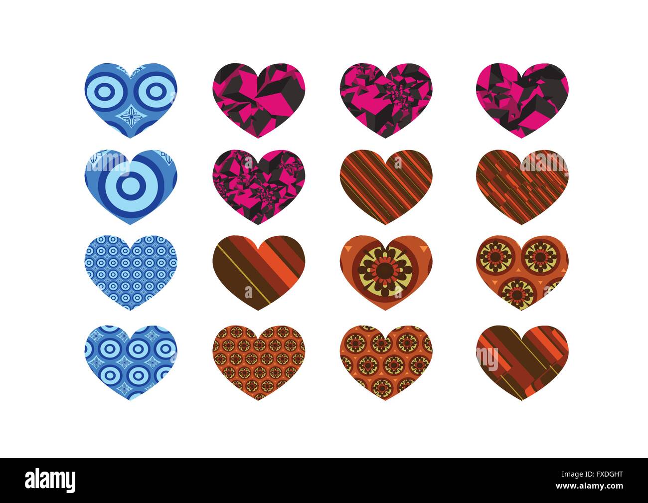Heart abstract icons signs and symbols set for your works Stock Vector ...