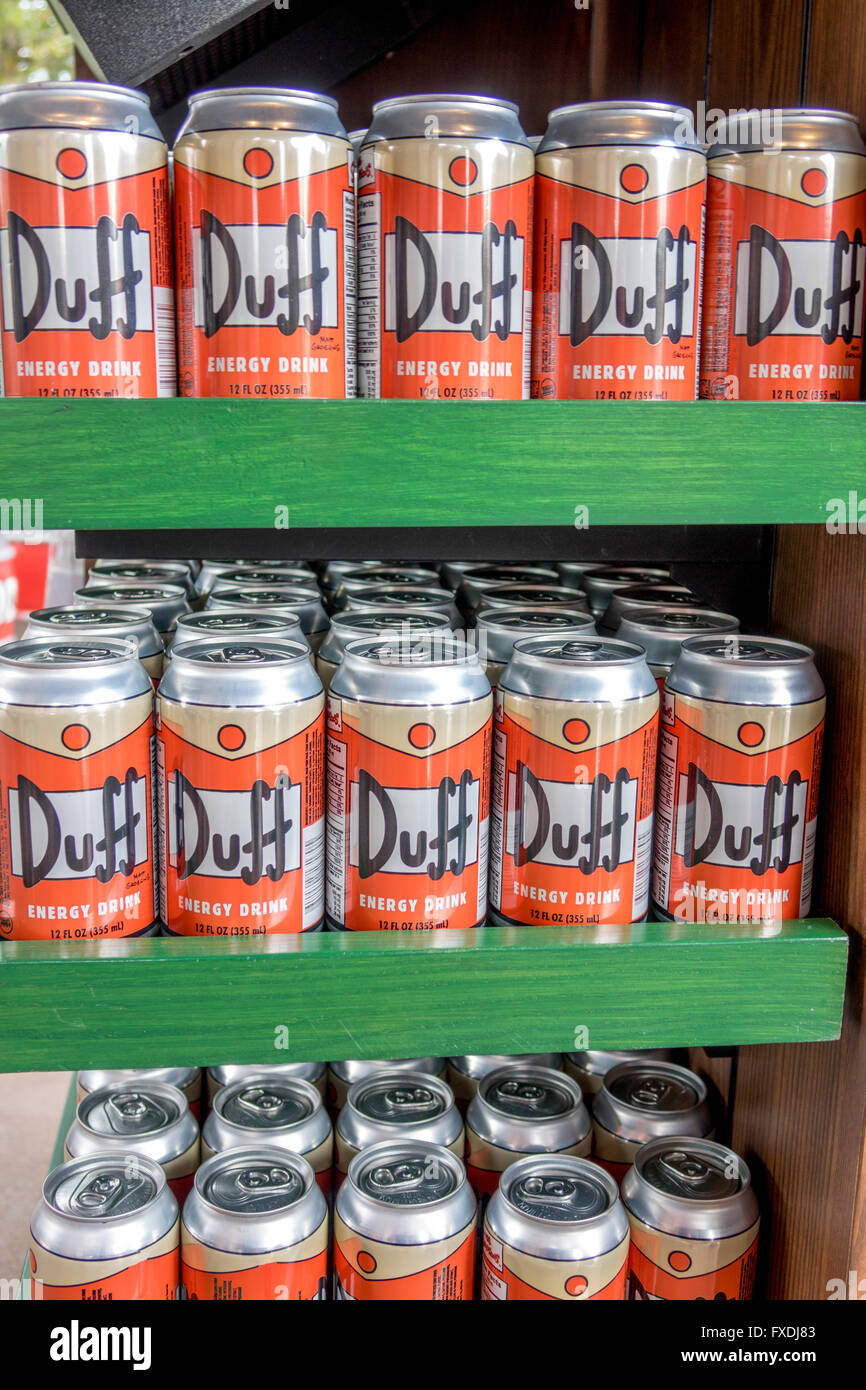 Duff Branded Energy Drinks For Sale In The Simpsons TV Show Area Of Universal Studios Florida Stock Photo