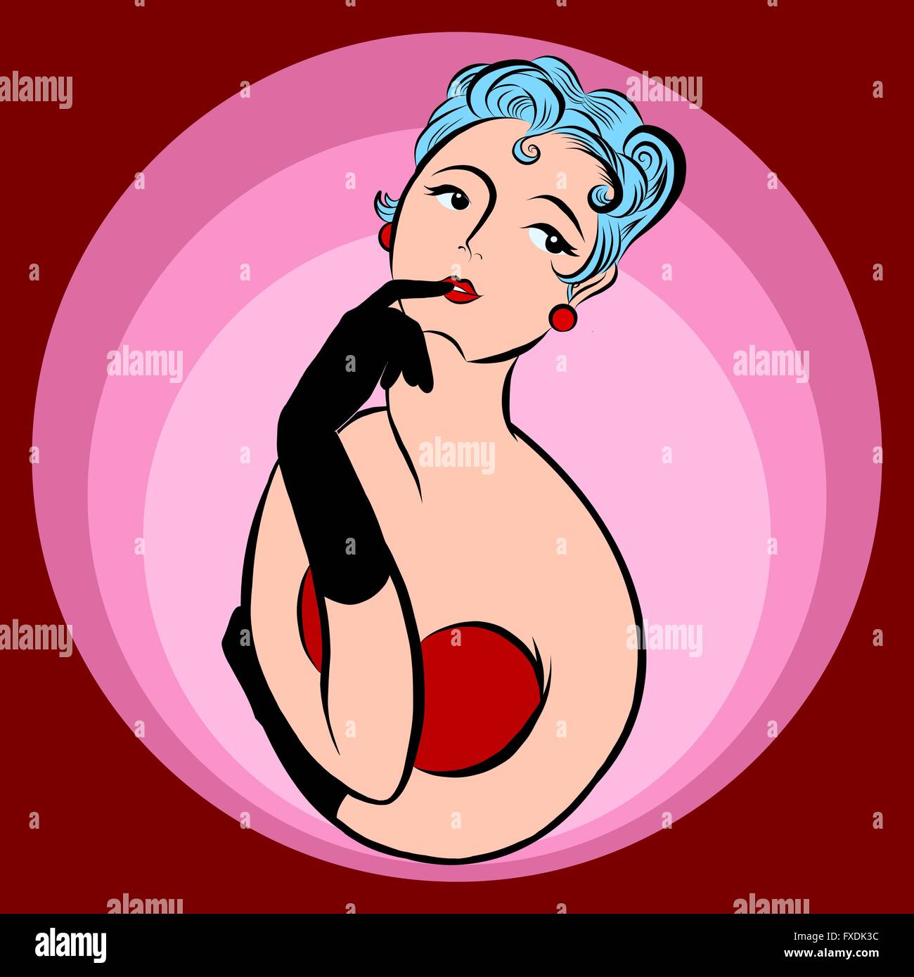 brooding retro girl Stock Vector