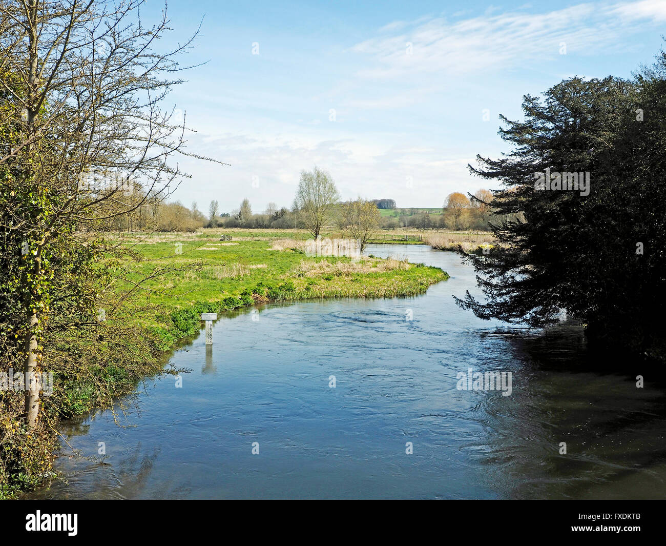 The River Test looking north from the bridge in Stockbrige, Hampshire