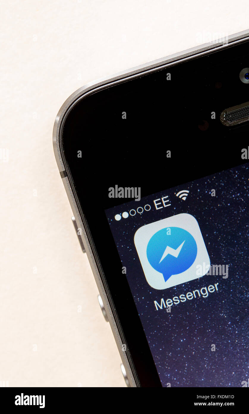 facebook messenger  App on a mobile phone Stock Photo