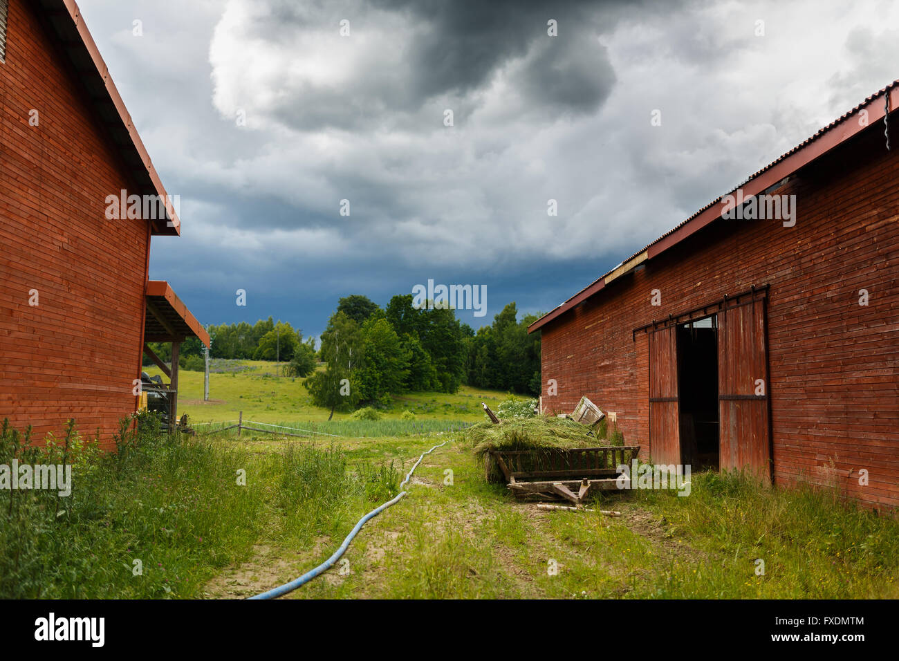 Stable and dramatic storm cloud in the countryside Stock Photo