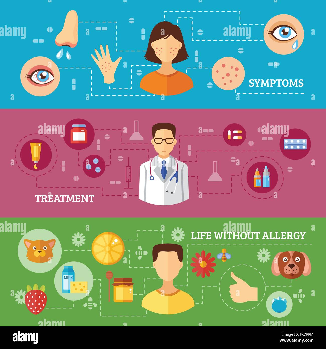 Allergy Symptoms Medical Treatment Horizontal Banners Stock Vector Image & Art Alamy