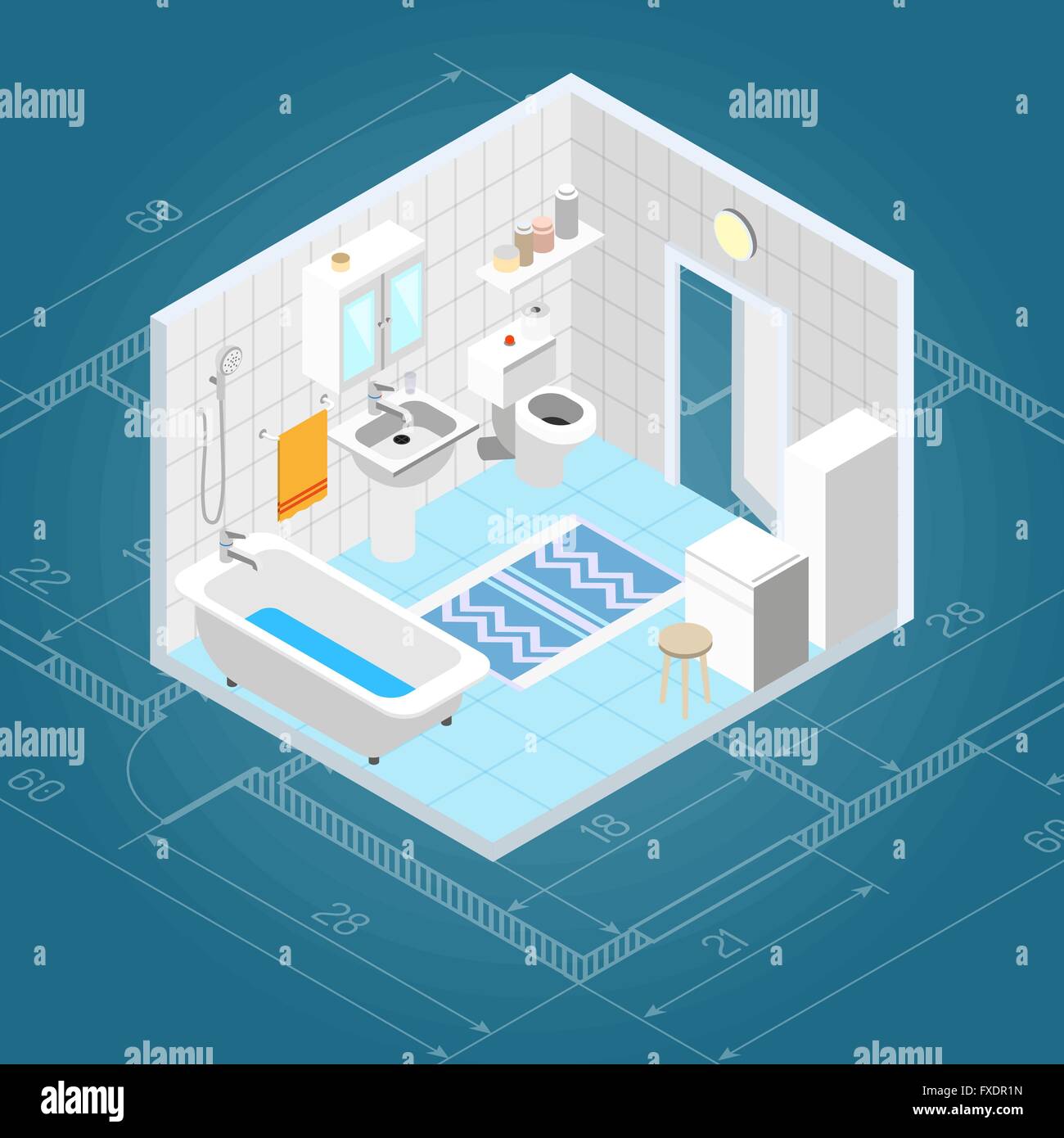 Bathroom Interior Isometric Stock Vector Image & Art - Alamy