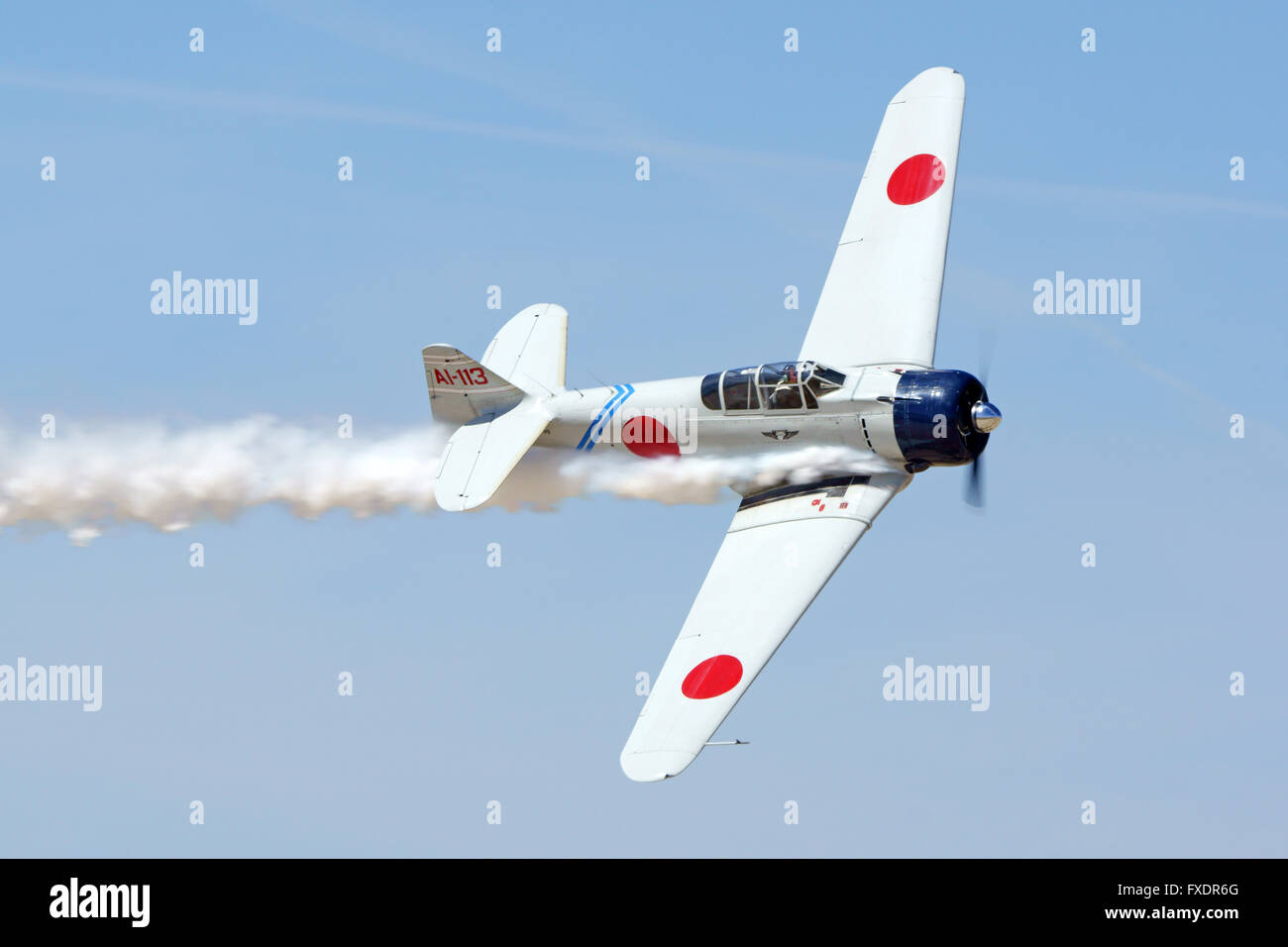 Airplanes vintage WWII Japanese Zero flying at 2016 Los Angeles Air