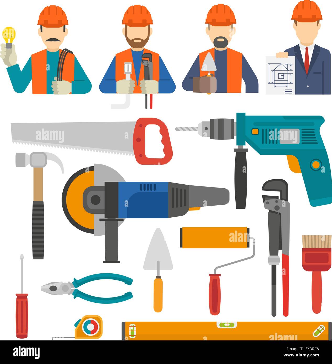 Construct Icons Flat Set Stock Vector Image & Art - Alamy