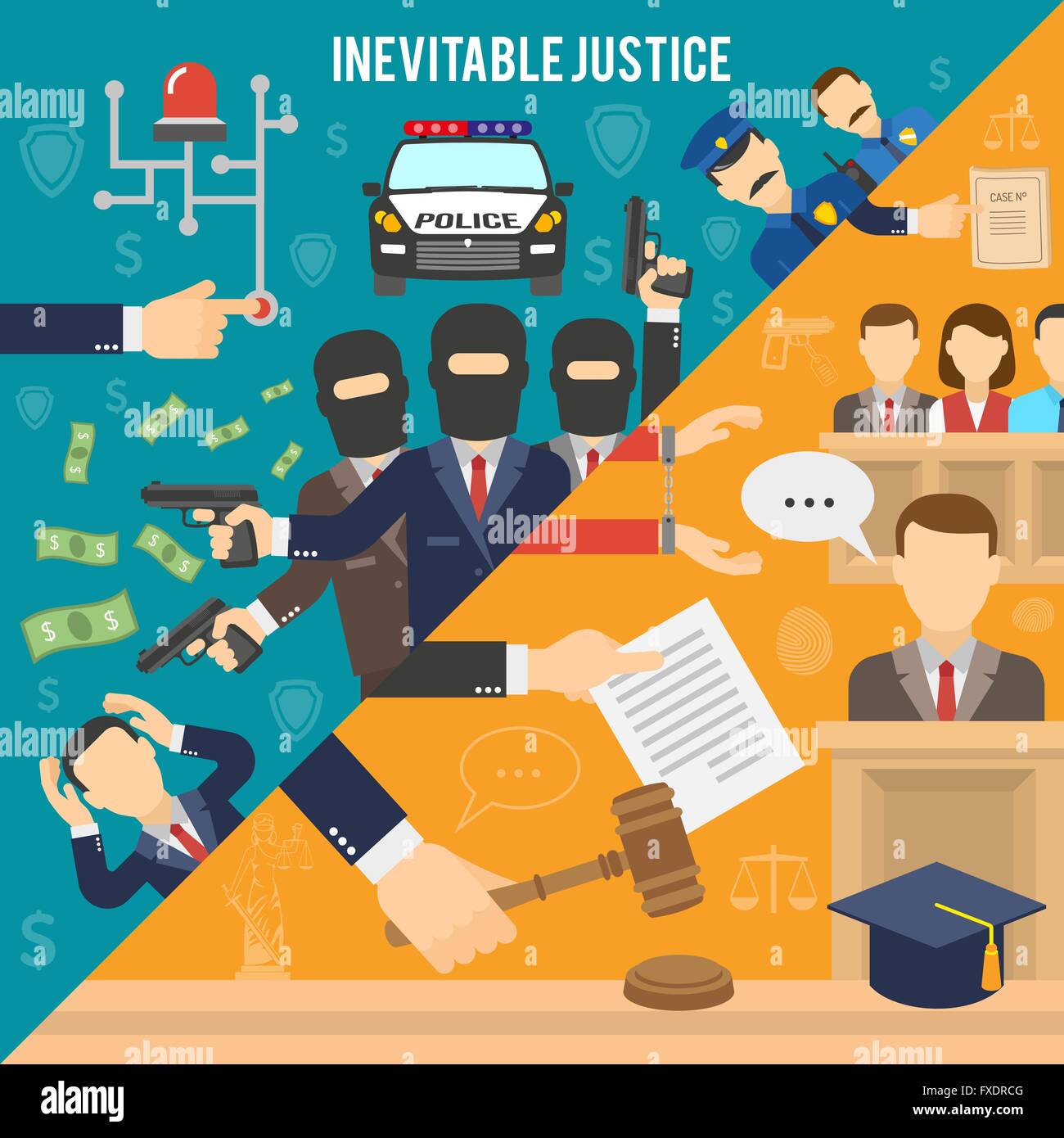 Justice Flat Color Concept Stock Vector