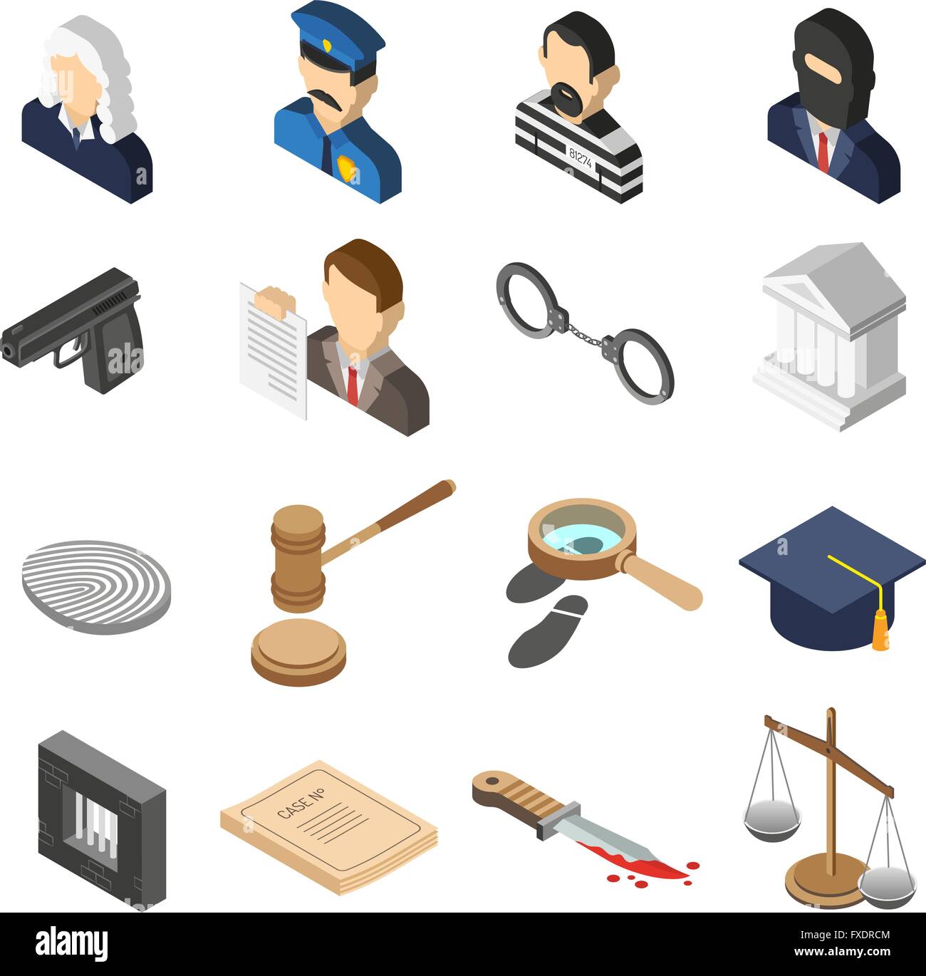 Justice Isometric Color Icon Set Stock Vector Image & Art Alamy