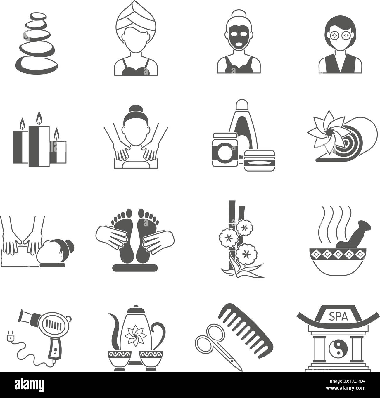Spa Icons Black Set Stock Vector Image & Art - Alamy