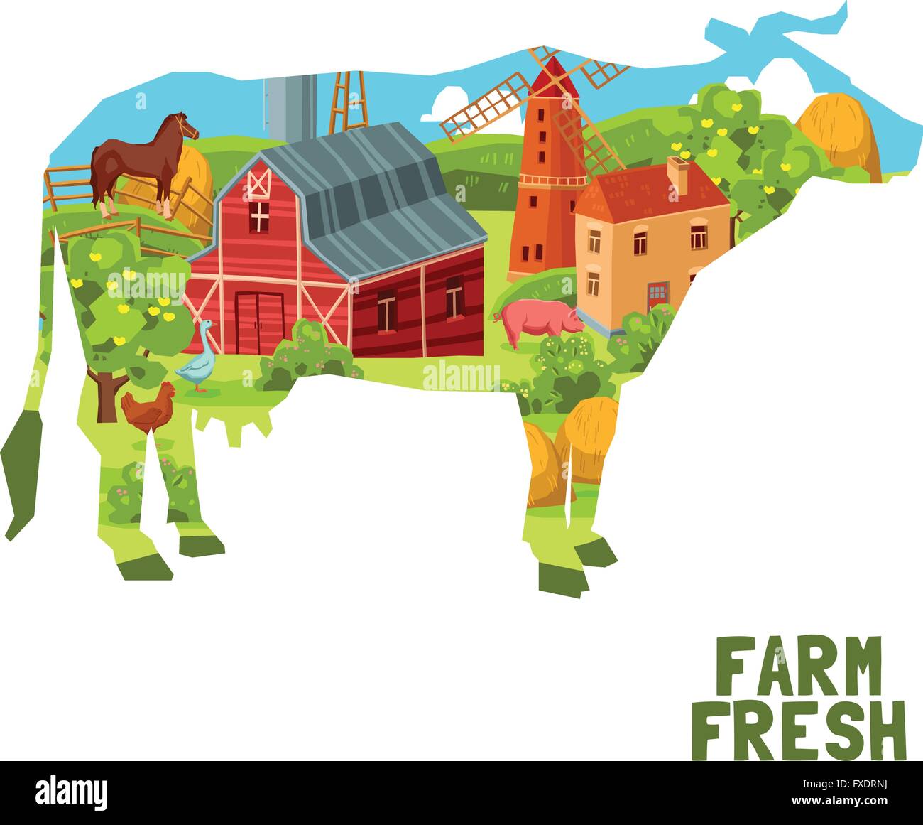Farm Cow Concept Stock Vector Image & Art - Alamy