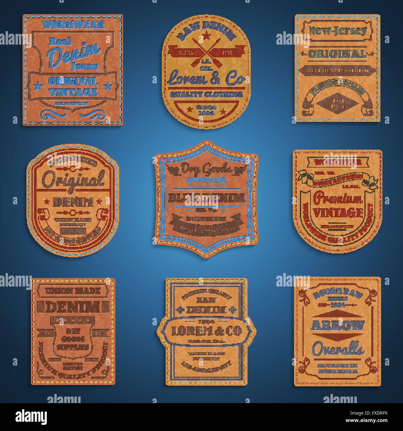 Leather classic denim jeans labels set Stock Vector Image & Art Alamy