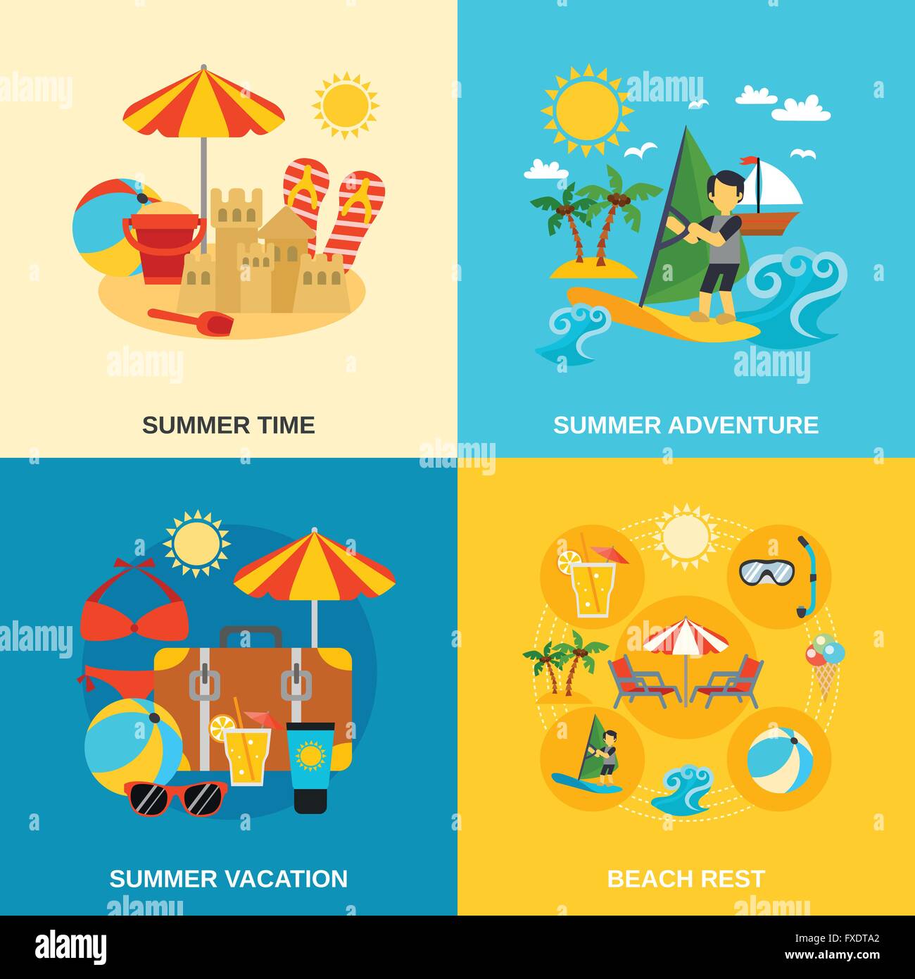 Summer Vacation And Adventure Icons Set Stock Vector Image & Art - Alamy