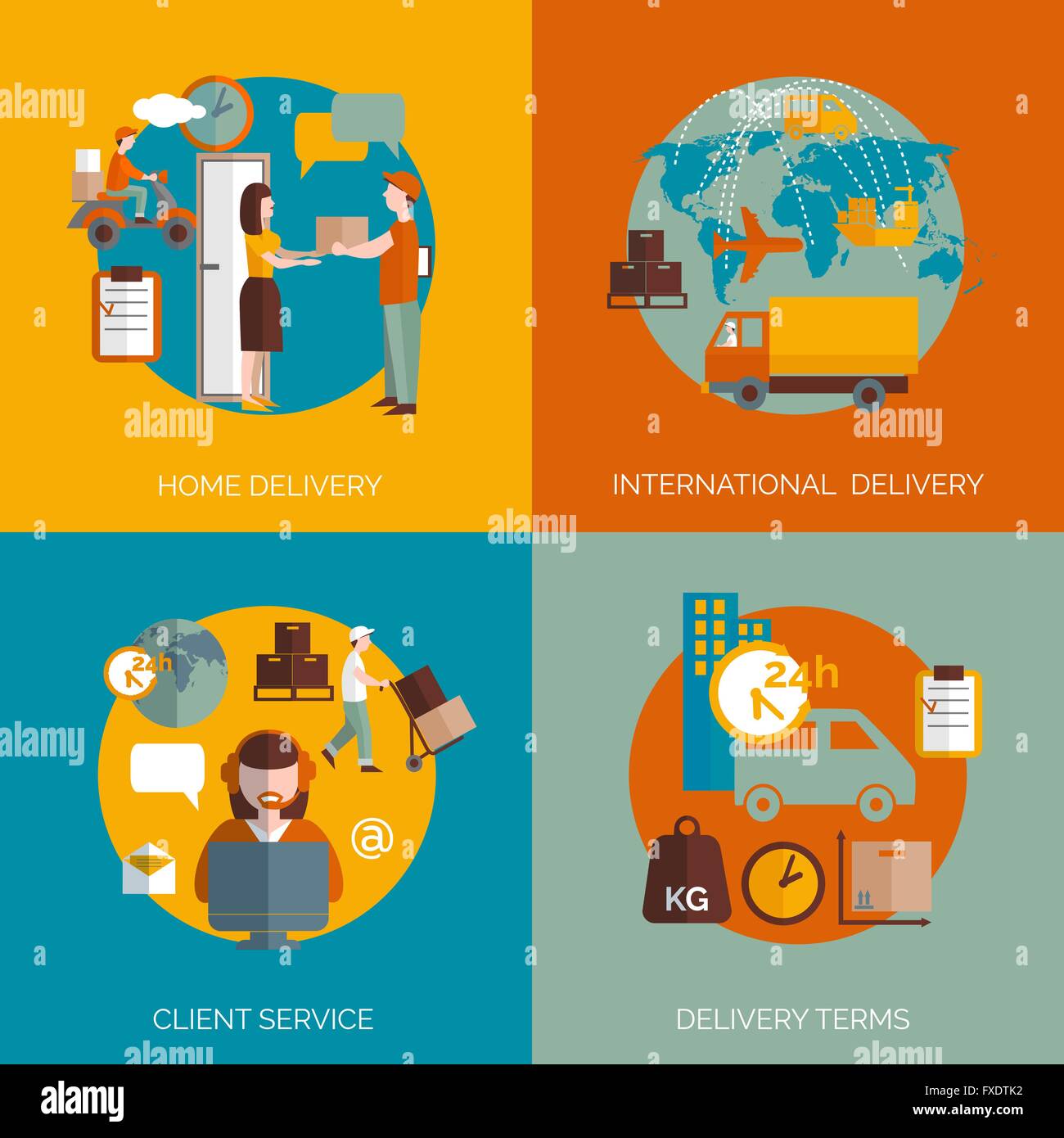 Logistic delivery concept 4 flat icons Stock Vector Image & Art - Alamy