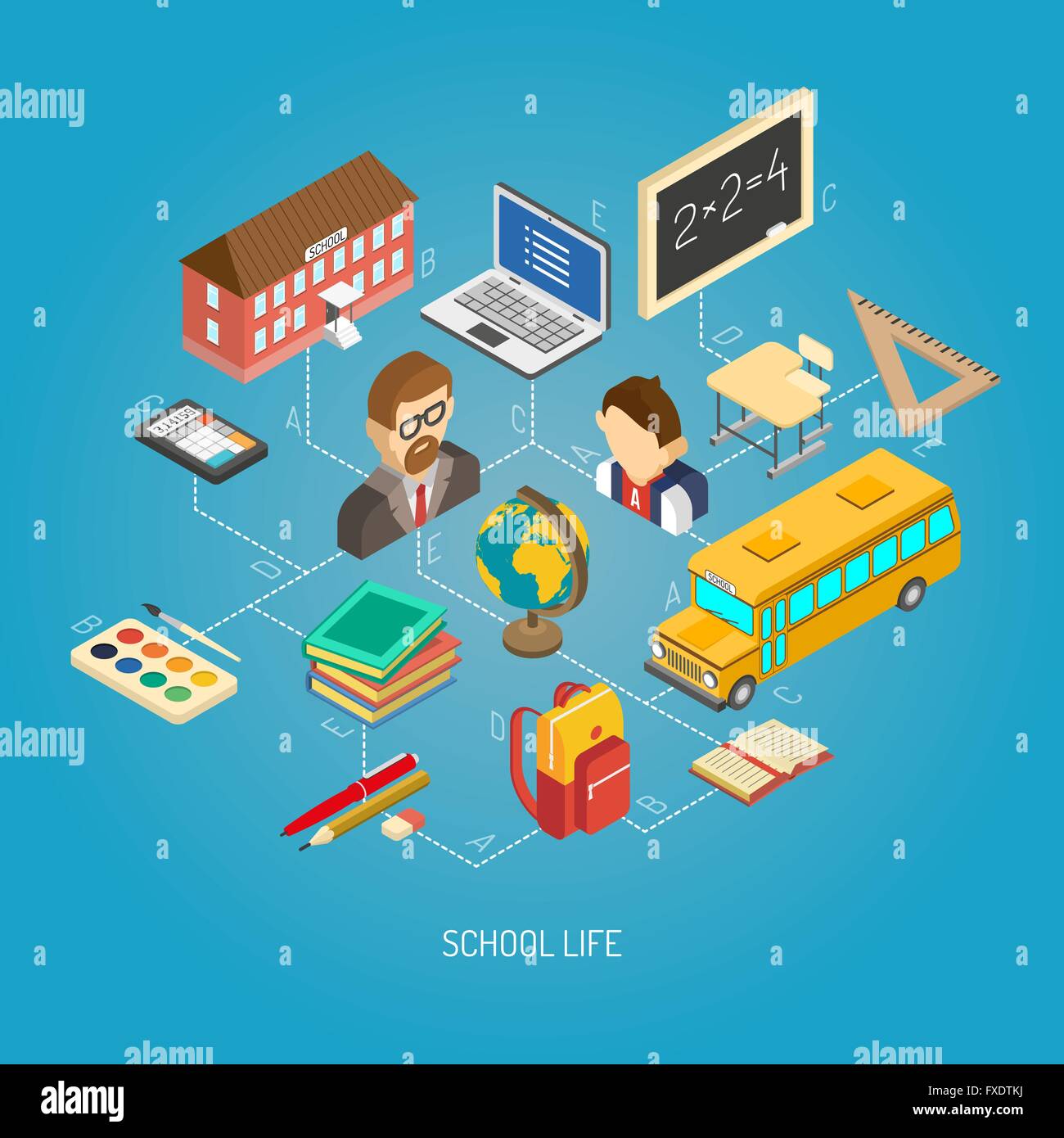 Secondary school isometric concept poster Stock Vector Image & Art - Alamy